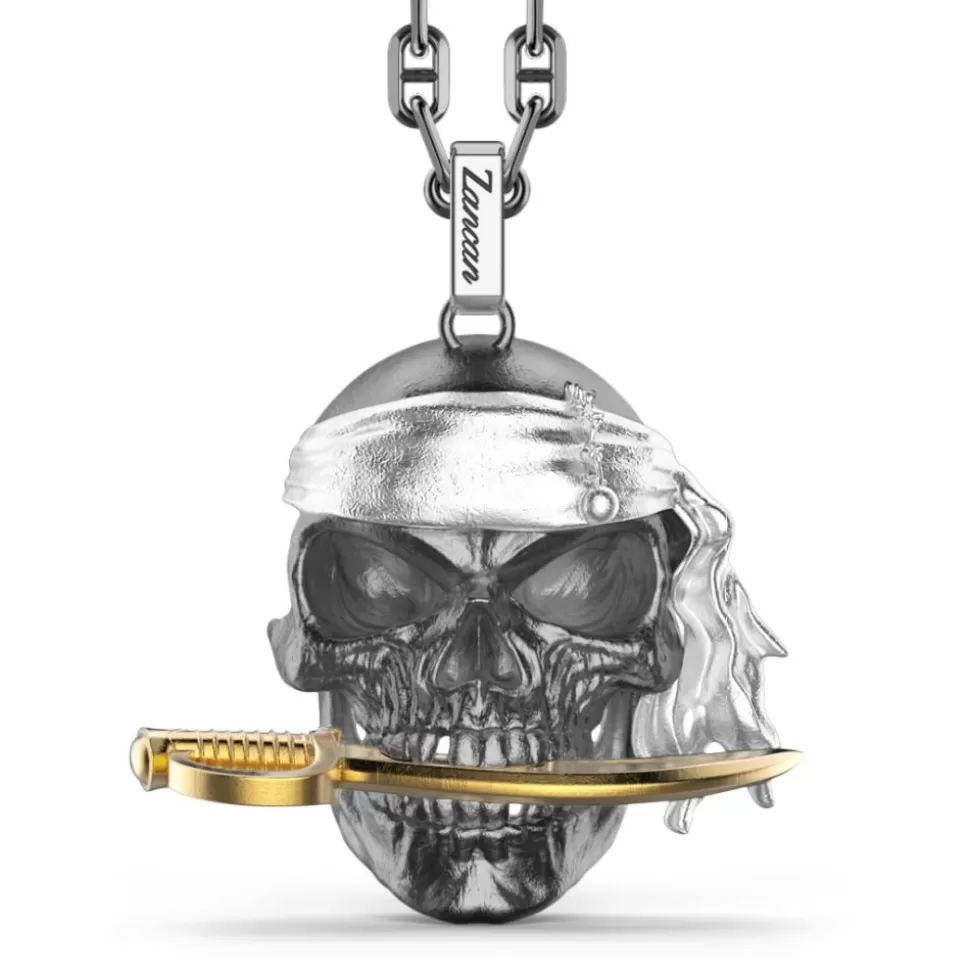 Zancan Silver Necklace With Pirate Skull Pendant.^Zancan Gioielli Online