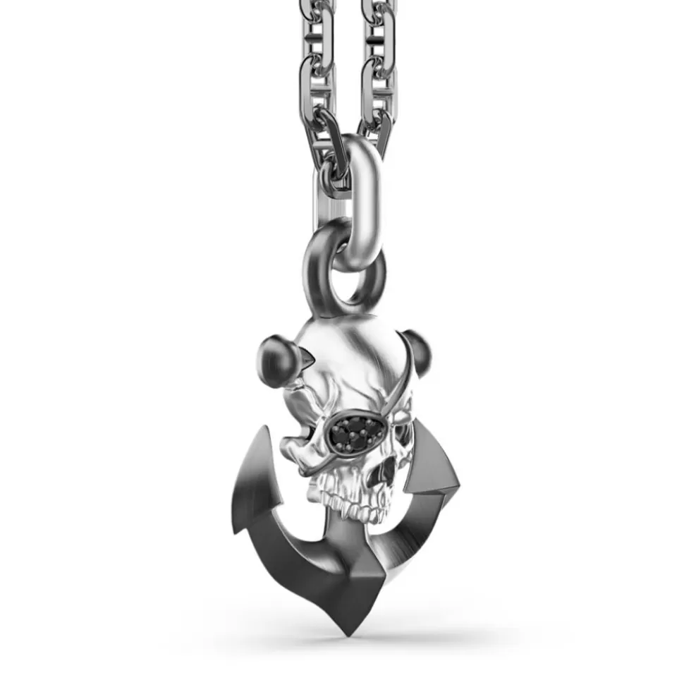 Zancan Silver Necklace With Pirate Skull Pendant.^Zancan Gioielli New