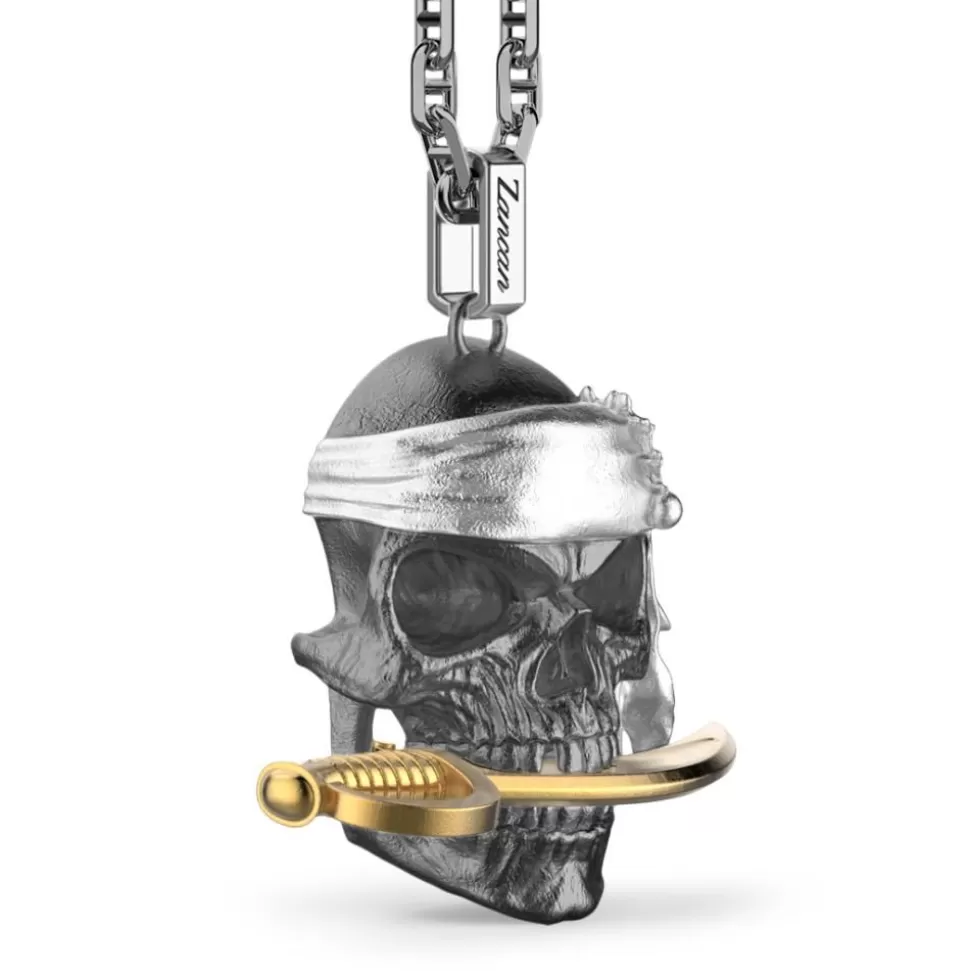 Zancan Silver Necklace With Pirate Skull Pendant.^Zancan Gioielli Online