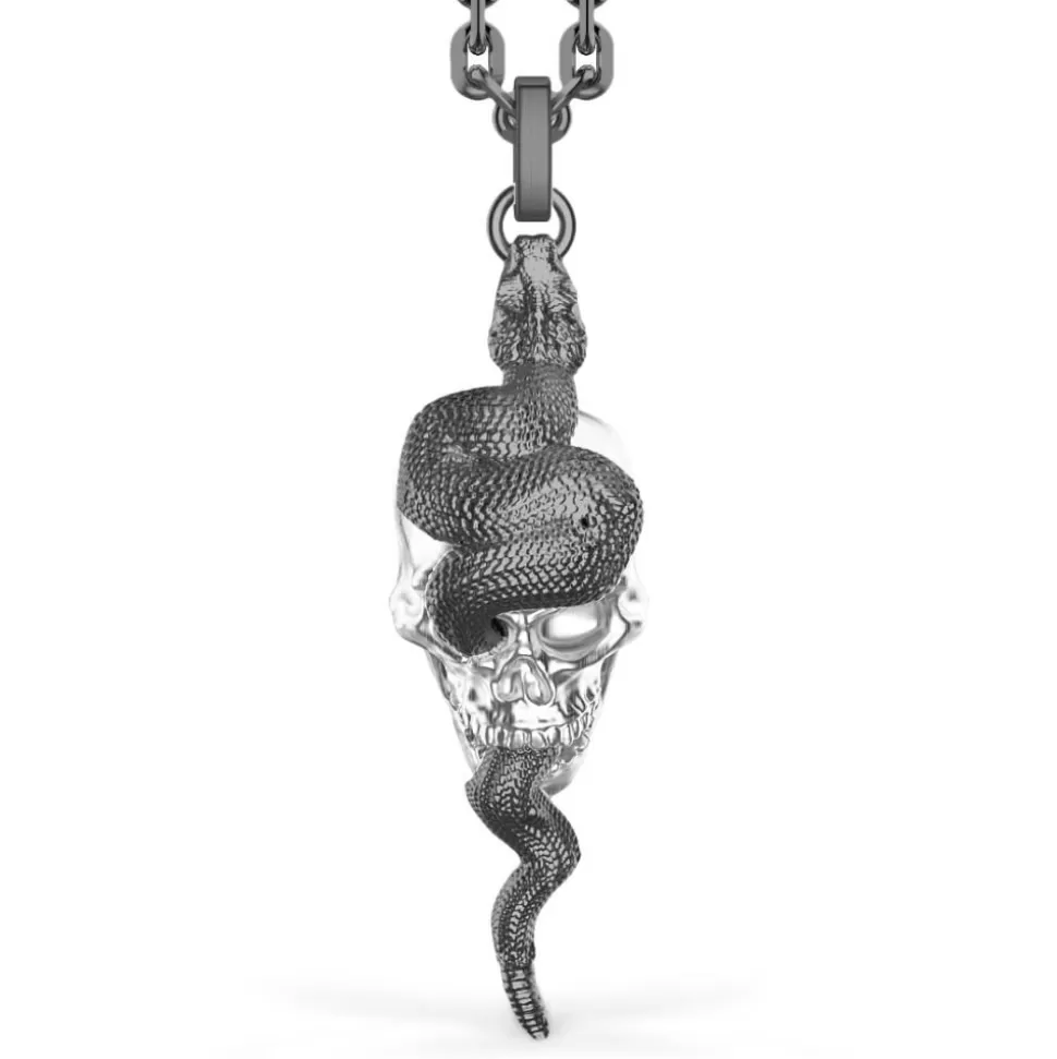 Zancan Silver Necklace With Skull-And-Serpent Pendant.^Zancan Gioielli Clearance