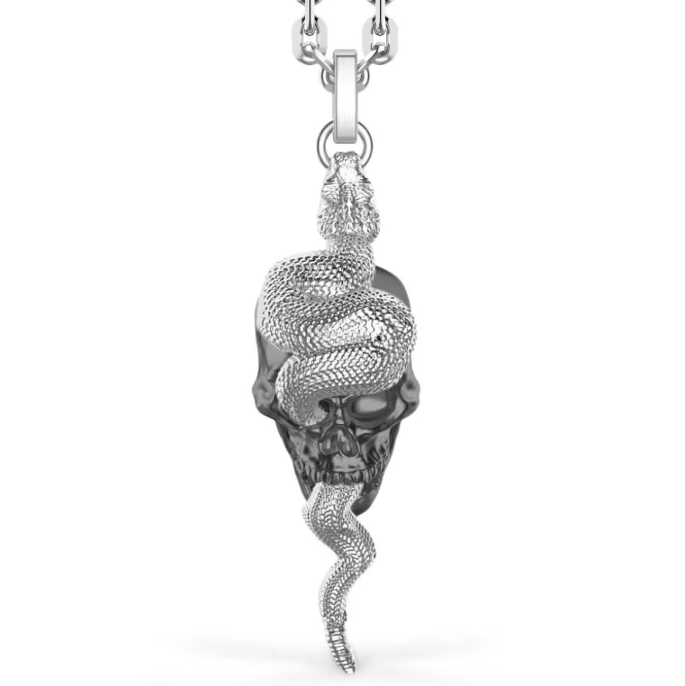 Zancan Silver Necklace With Skull-And-Serpent Pendant.^Zancan Gioielli Hot