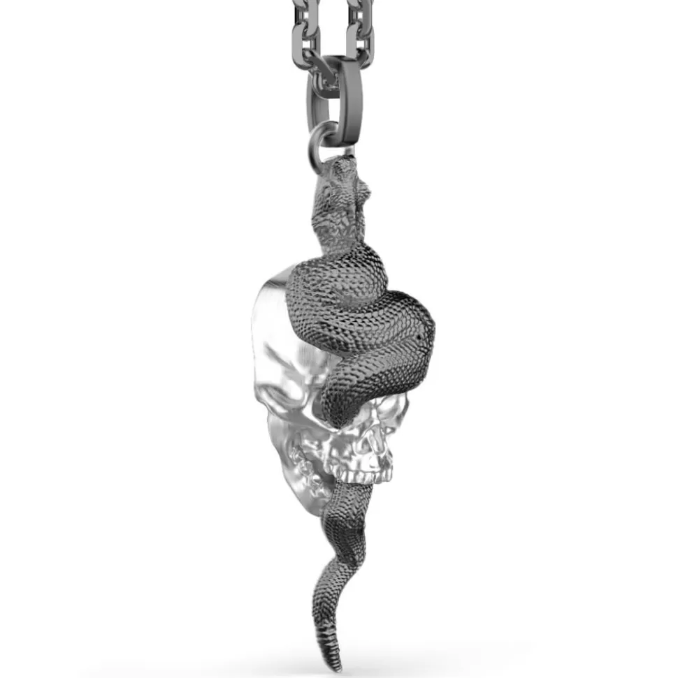 Zancan Silver Necklace With Skull-And-Serpent Pendant.^Zancan Gioielli Clearance