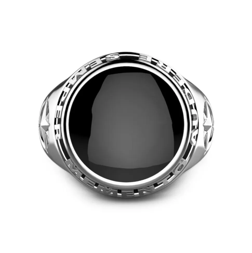 Zancan Silver Ring With Black Onyx And Latin Inscription.^Zancan Gioielli Discount