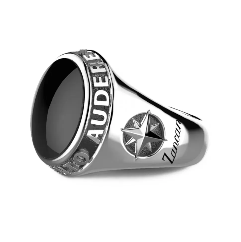 Zancan Silver Ring With Black Onyx And Latin Inscription.^Zancan Gioielli Discount