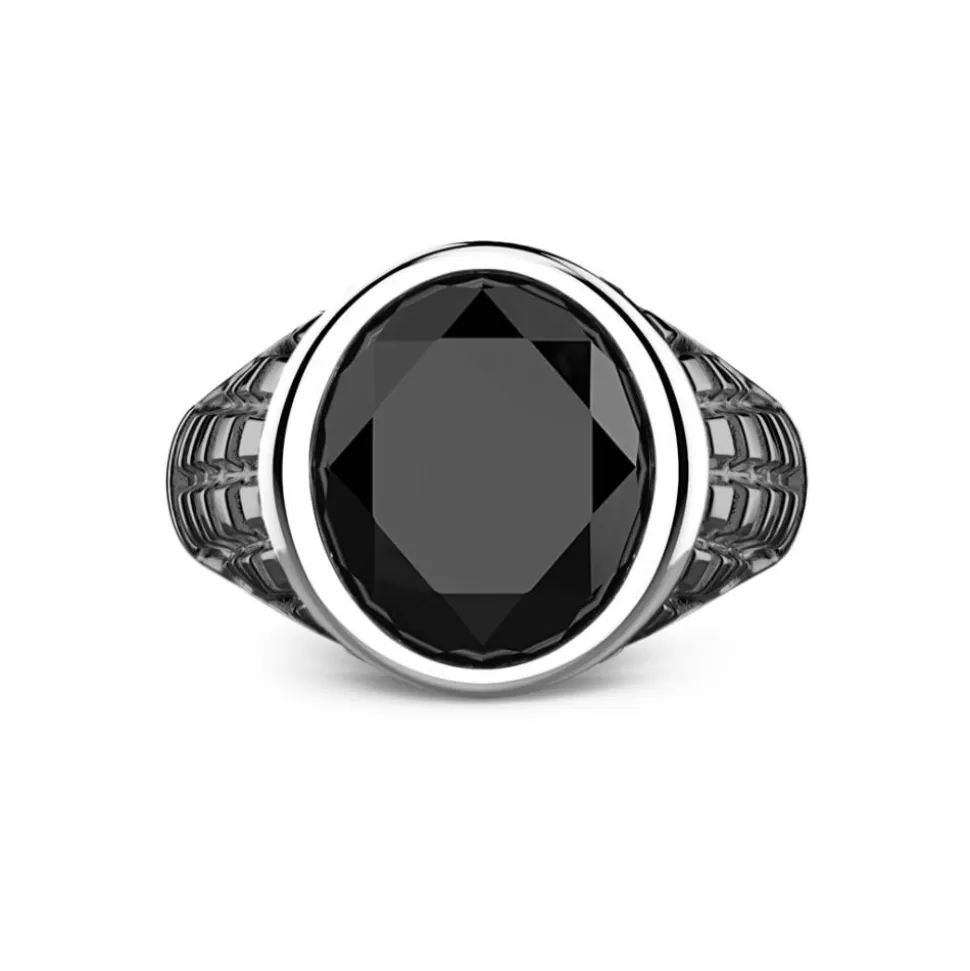 Zancan Silver Ring With Black Stone.^Zancan Gioielli Fashion