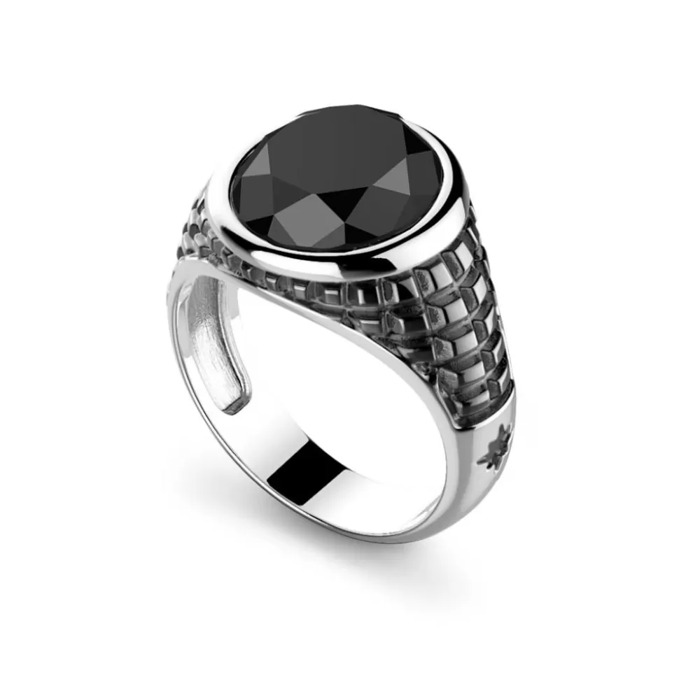 Zancan Silver Ring With Black Stone.^Zancan Gioielli Fashion