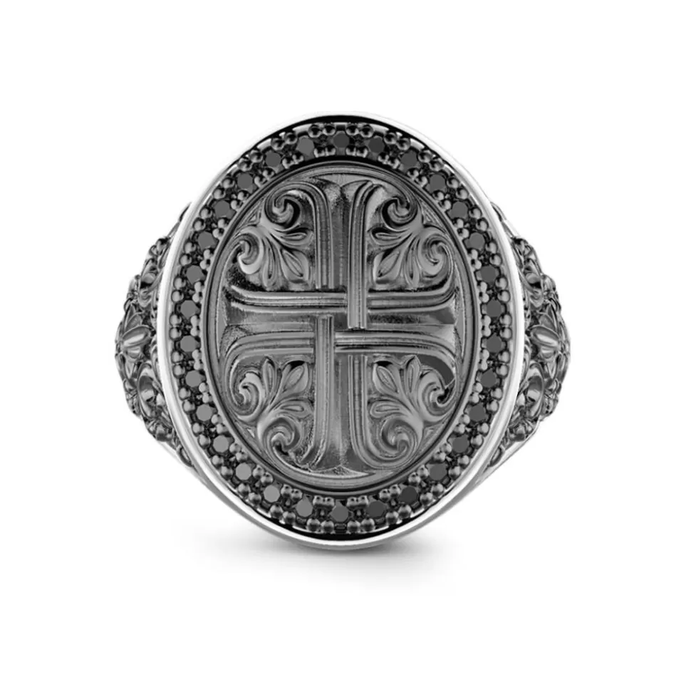 Zancan Silver Ring With Black Stones.^Zancan Gioielli Shop