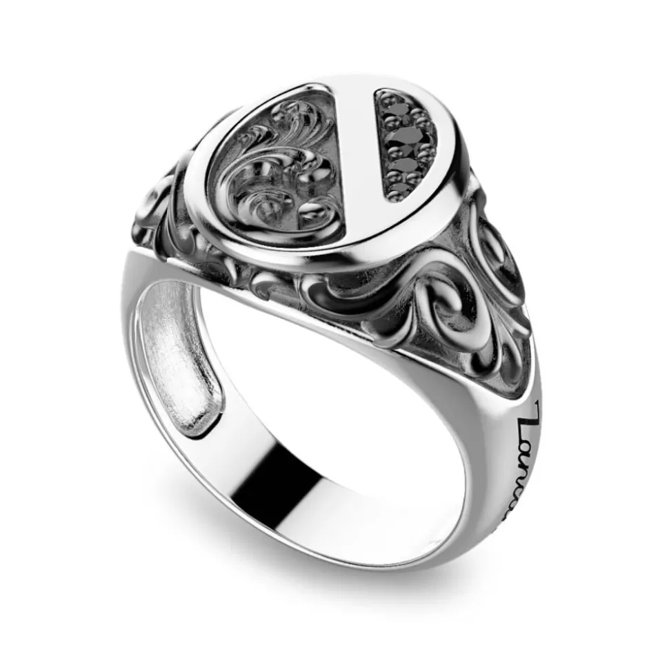 Zancan Silver Ring With Black Stones.^Zancan Gioielli Online