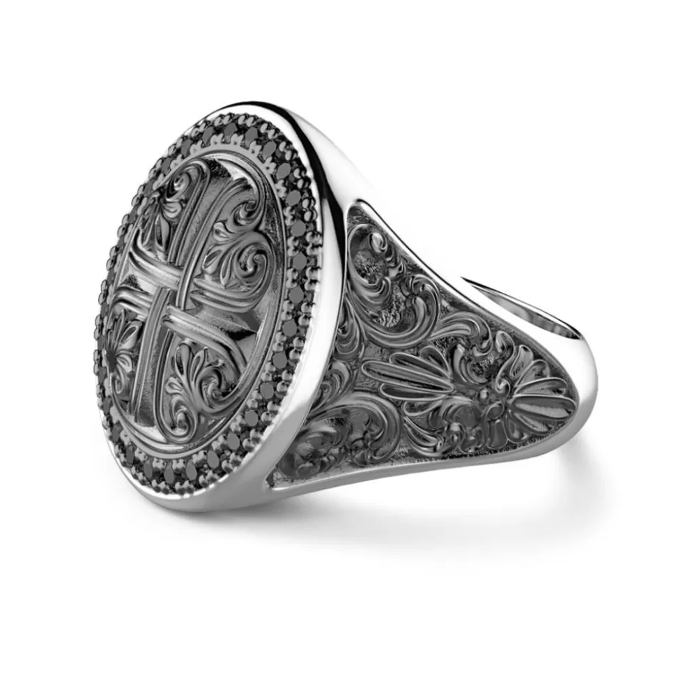 Zancan Silver Ring With Black Stones.^Zancan Gioielli Shop