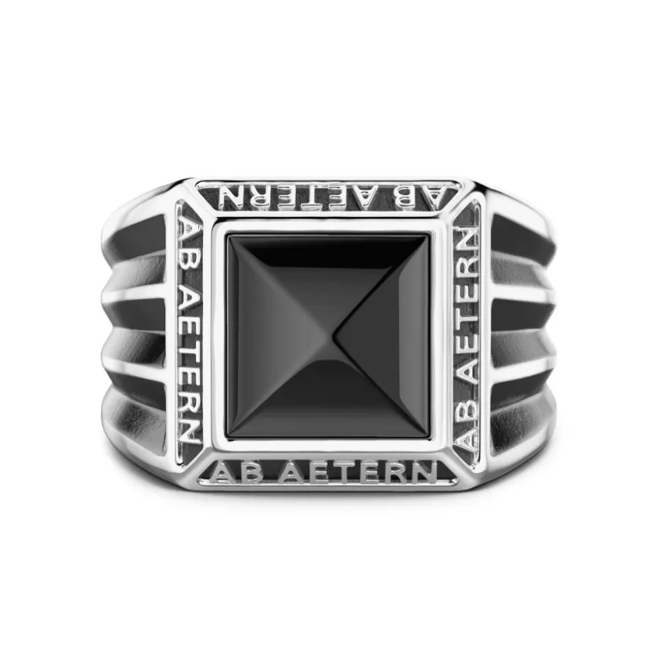 Zancan Silver Ring With Inscription In Latin And Onyx.^Zancan Gioielli Discount