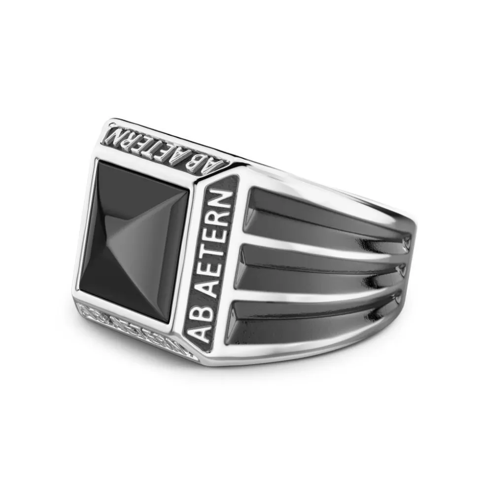 Zancan Silver Ring With Inscription In Latin And Onyx.^Zancan Gioielli Discount