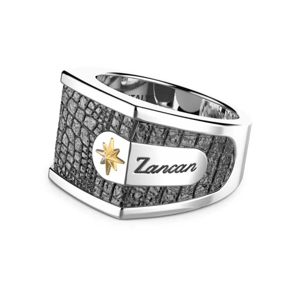 Zancan Silver Ring With Leather Effect.^Zancan Gioielli Flash Sale