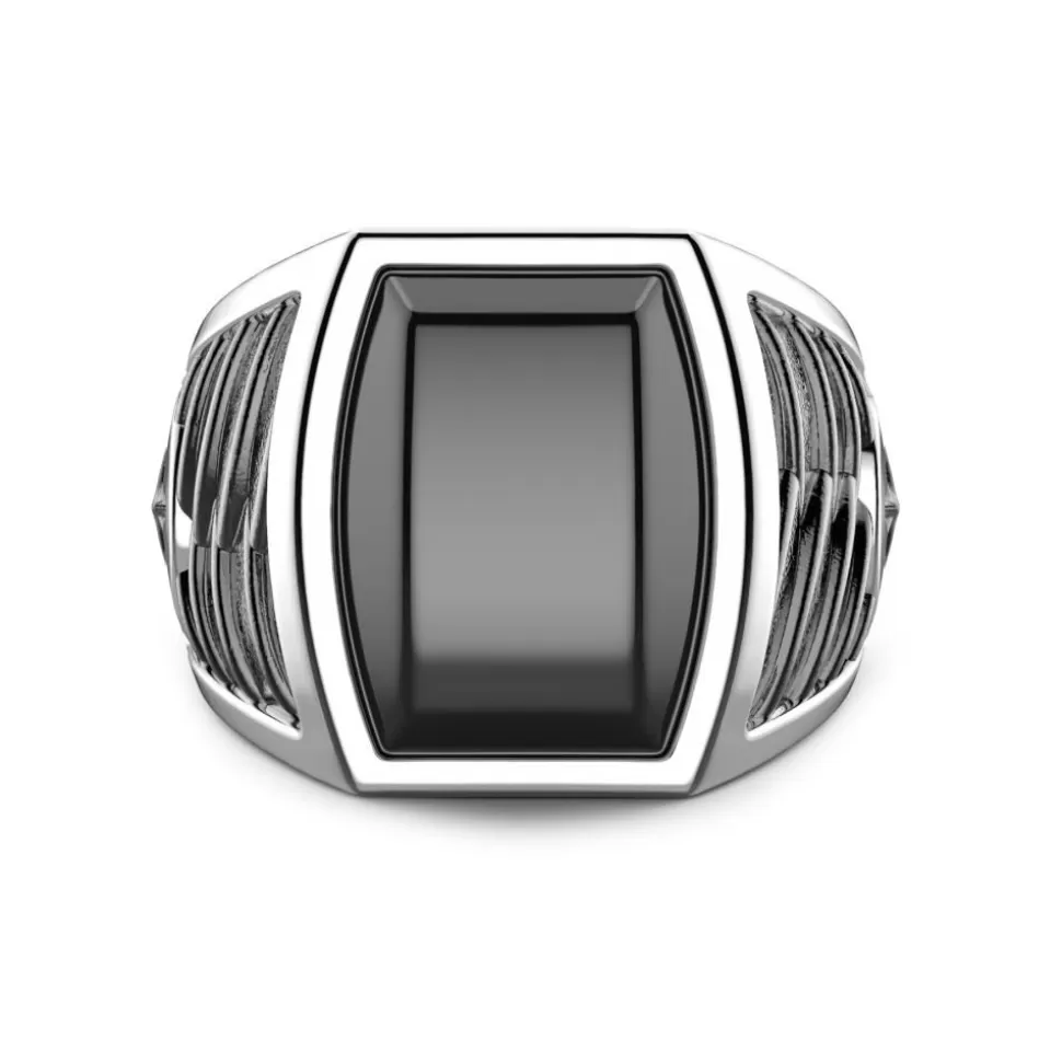 Zancan Silver Ring With Onyx.^Zancan Gioielli Fashion