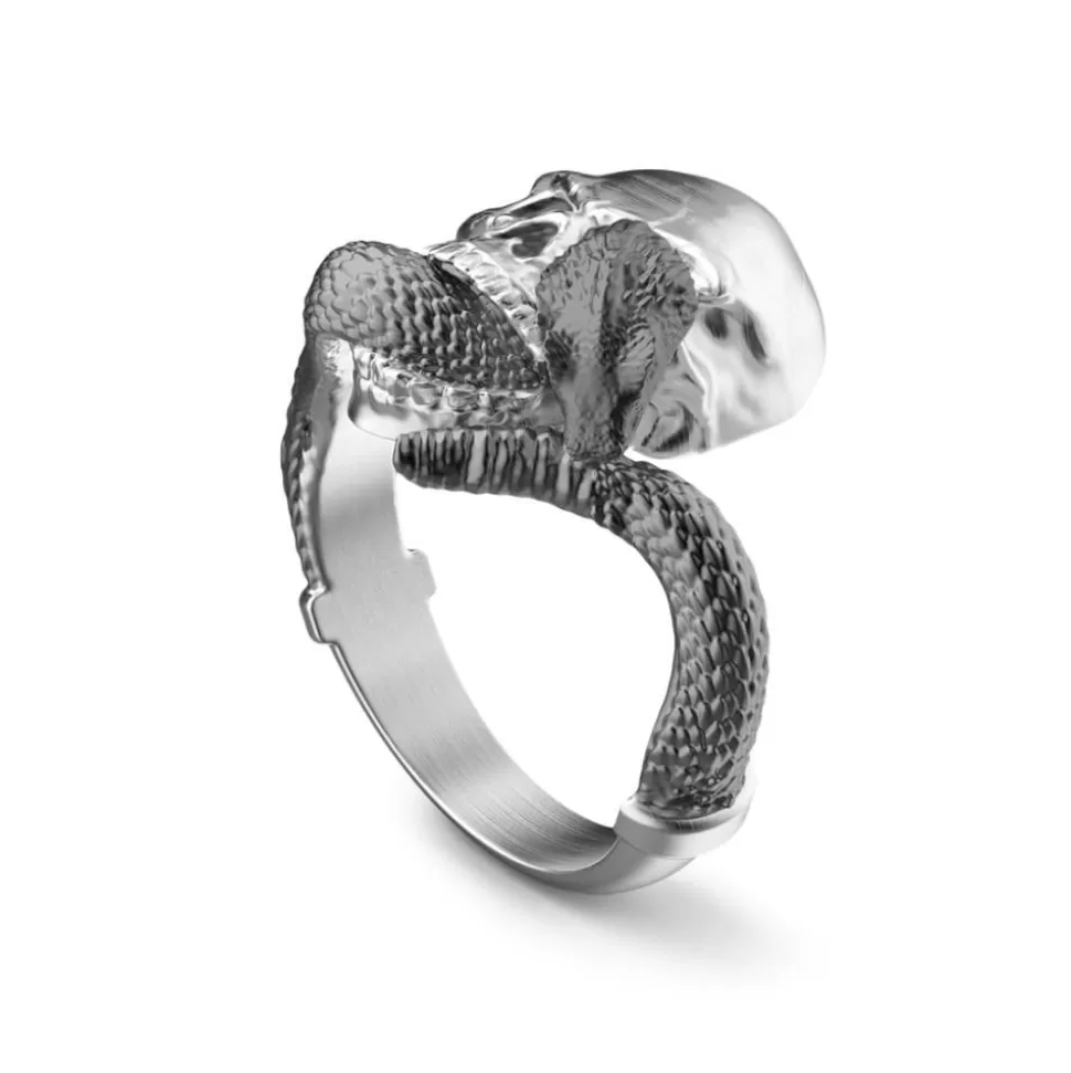 Zancan Silver Ring With Skull And Serpent.^Zancan Gioielli Fashion