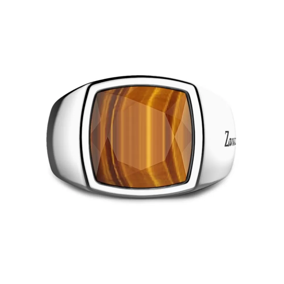 Zancan Silver Ring With Tiger'S Eye Stone.^Zancan Gioielli Outlet