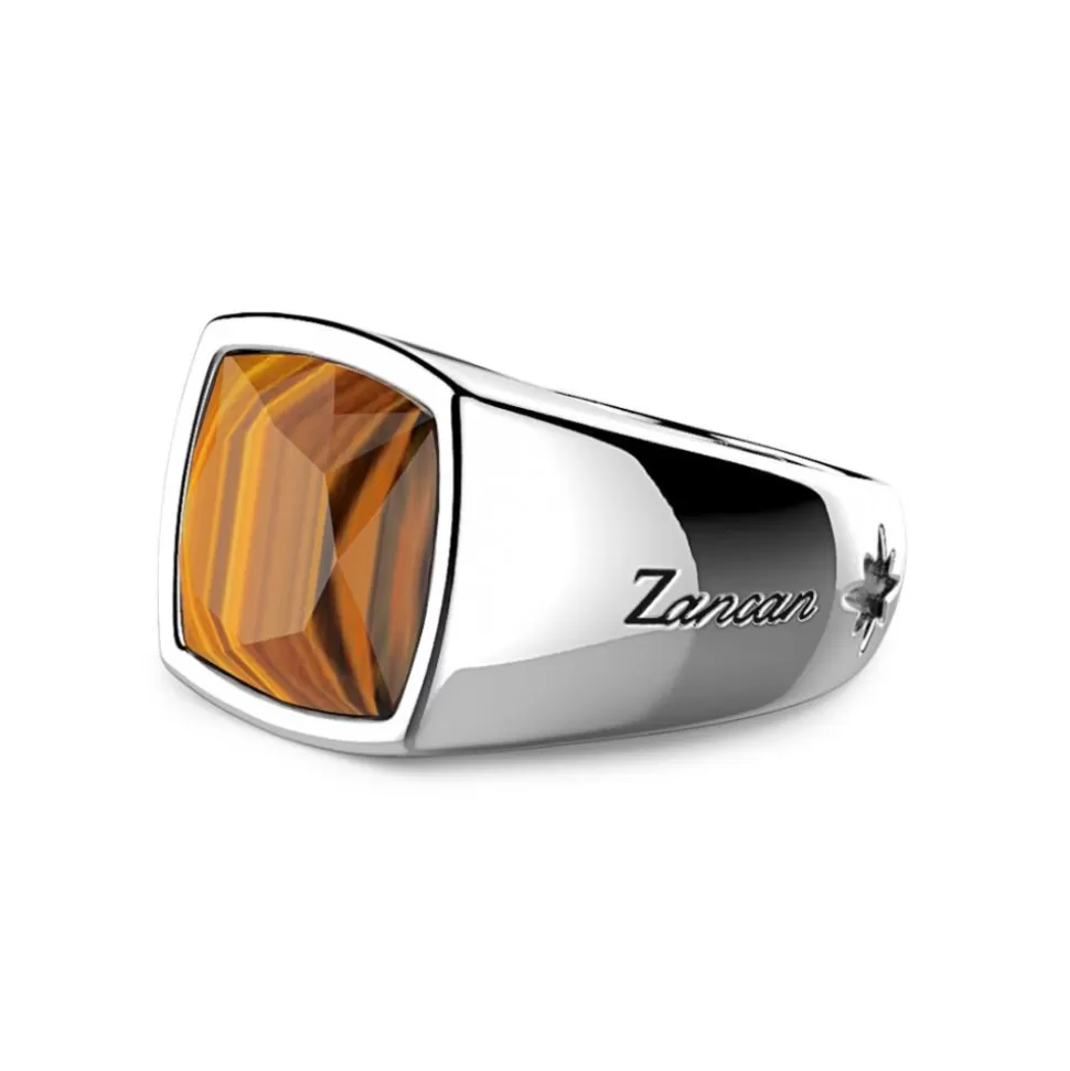 Zancan Silver Ring With Tiger'S Eye Stone.^Zancan Gioielli Outlet