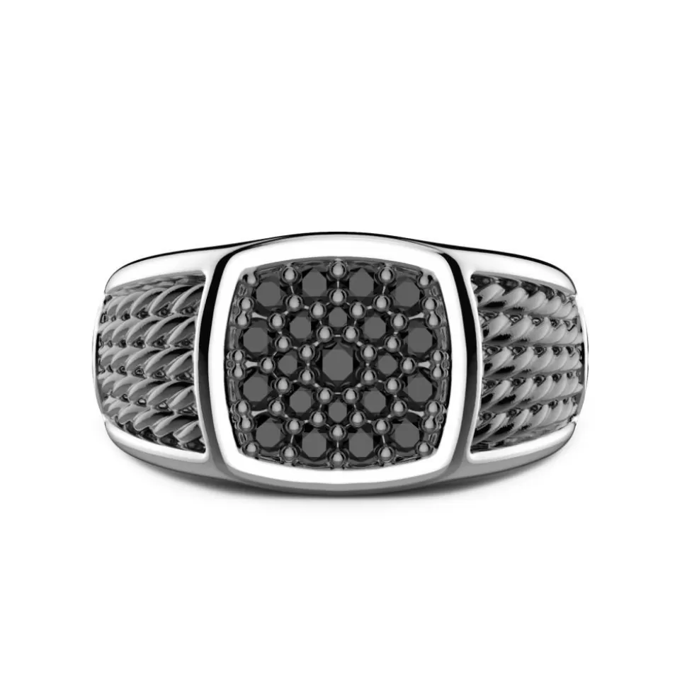 Zancan Silver Signet Ring With Black Stones.^Zancan Gioielli Cheap