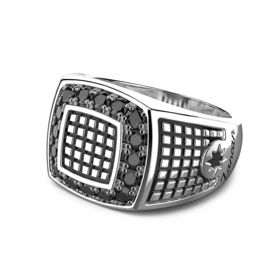 Zancan Silver Signet Ring With Black Stones.^Zancan Gioielli Discount