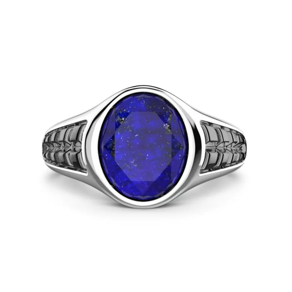 Zancan Silver Signet Ring With Oval Lapis Lazuli Stone.^Zancan Gioielli Outlet