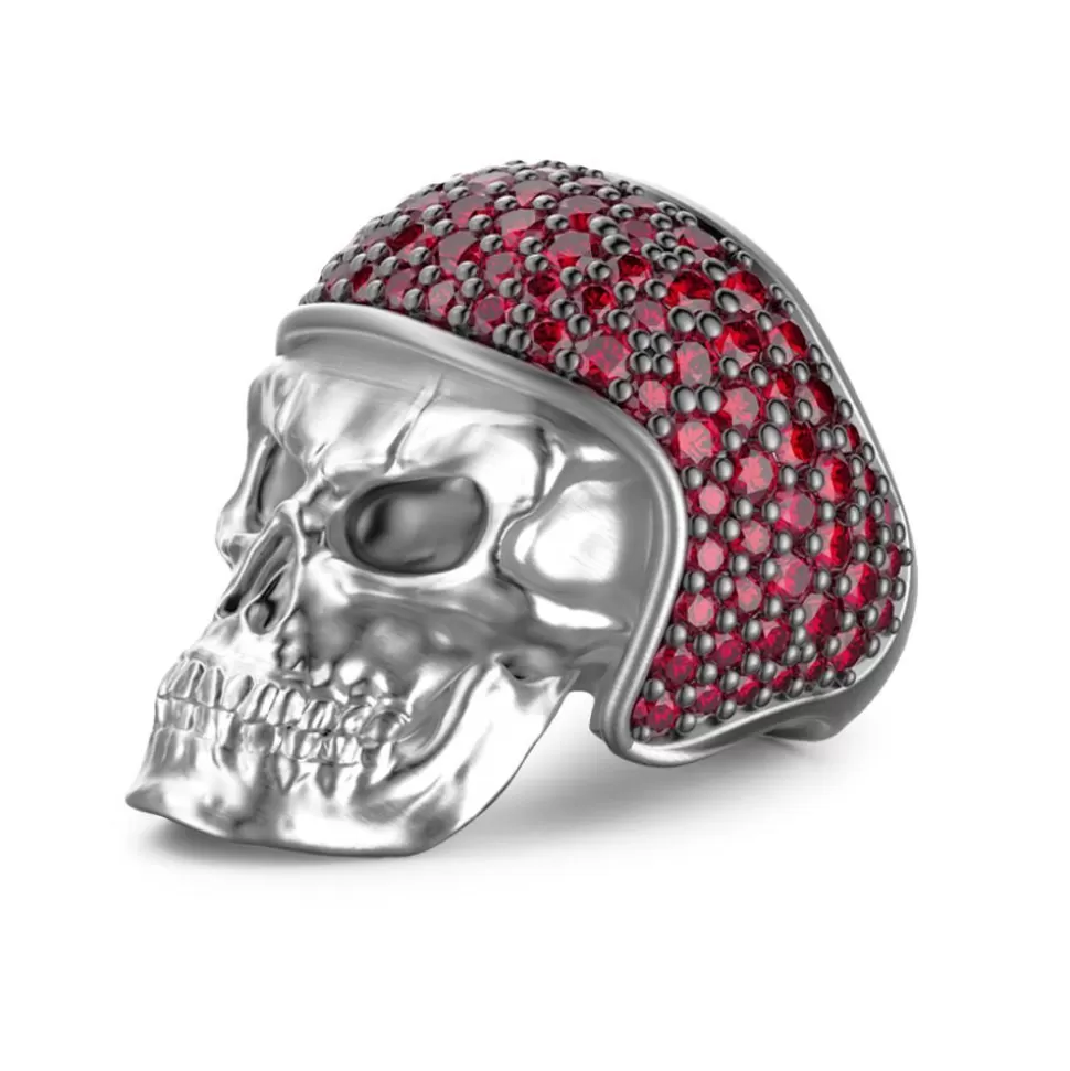 Zancan Silver Skull Ring With Red Stones.^Zancan Gioielli Cheap