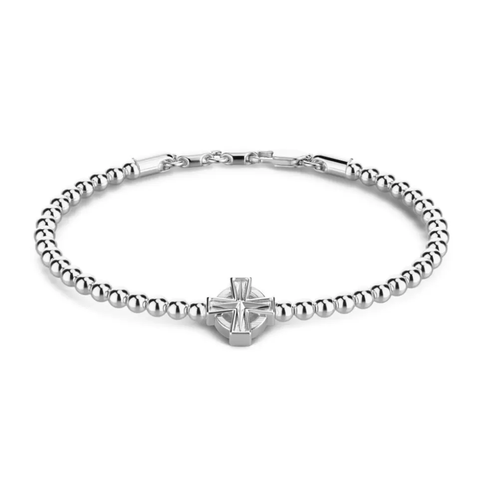 Zancan Soft Bracelet With Silver Beads And Greek Cross.^Zancan Gioielli Hot