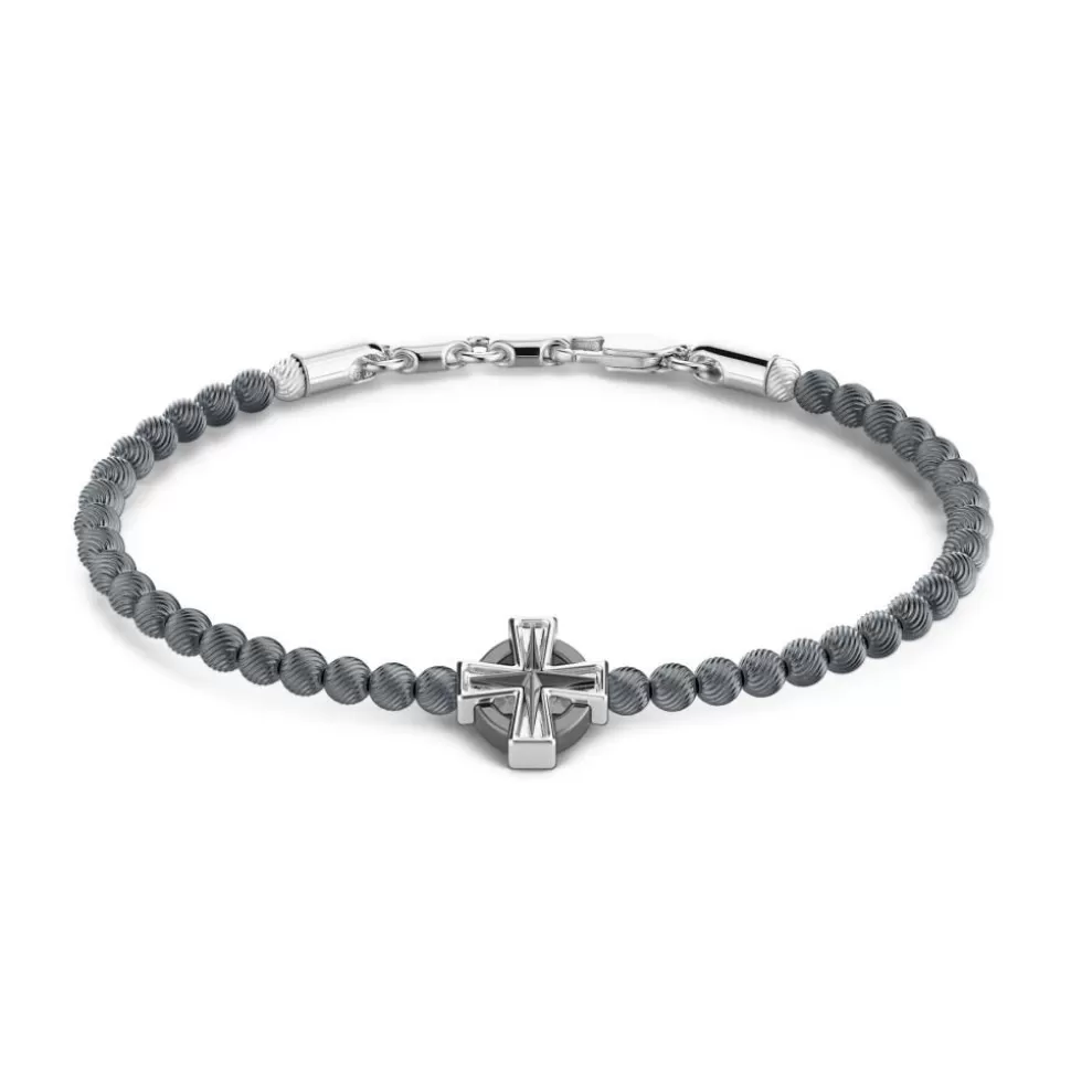 Zancan Soft Bracelet With Silver Beads And Greek Cross.^Zancan Gioielli Best Sale