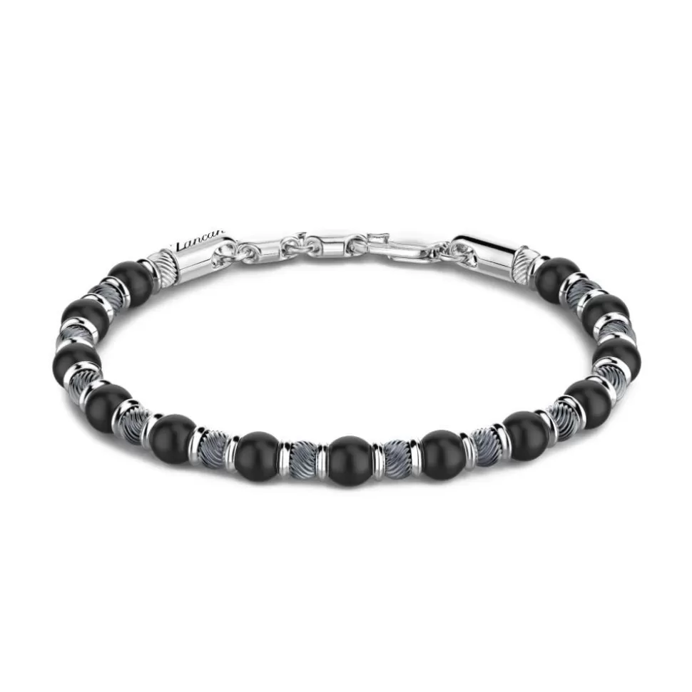 Zancan Soft Bracelet With Silver Beads And Onyx.^Zancan Gioielli New