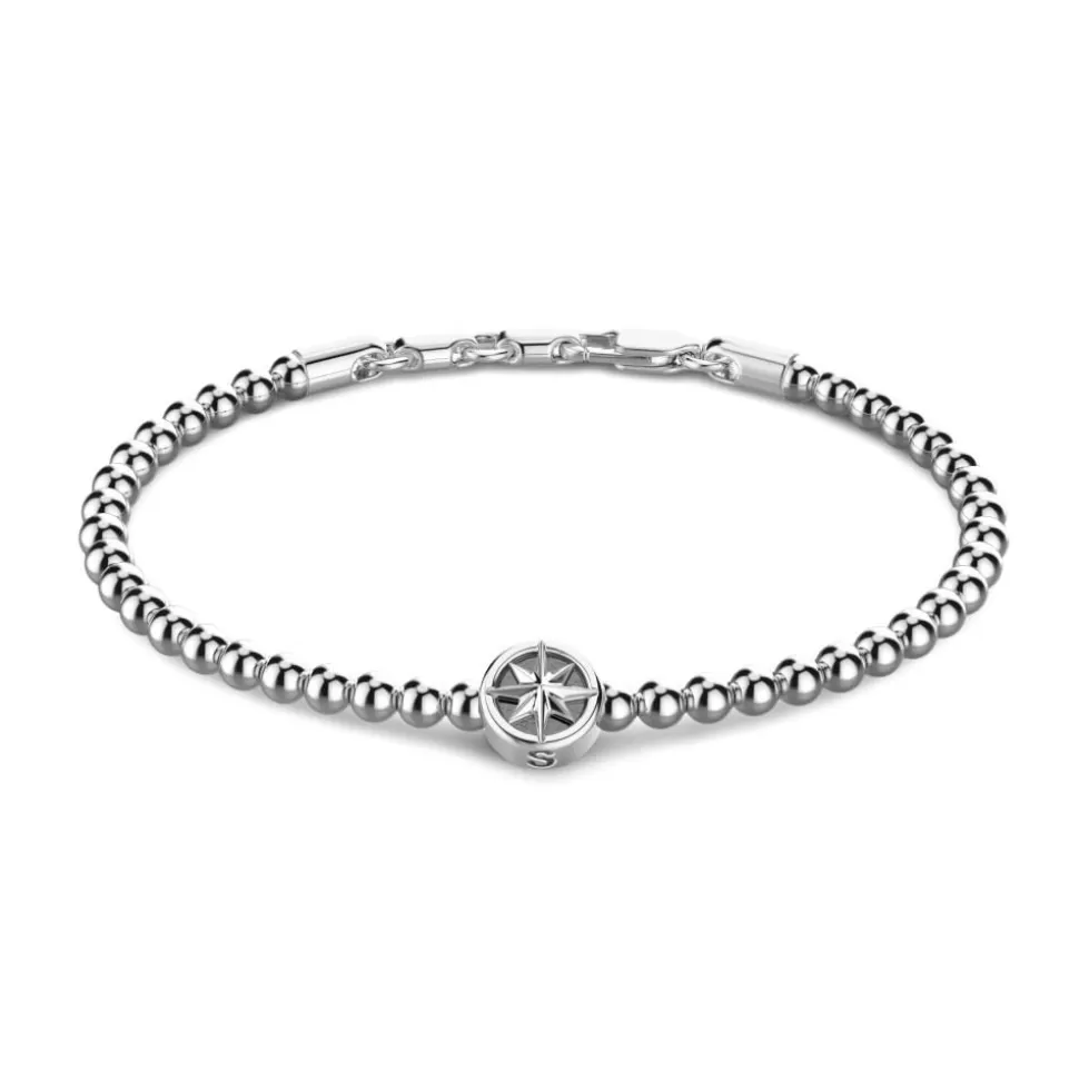 Zancan Soft Bracelet With Silver Beads With Wind Rose.^Zancan Gioielli Online