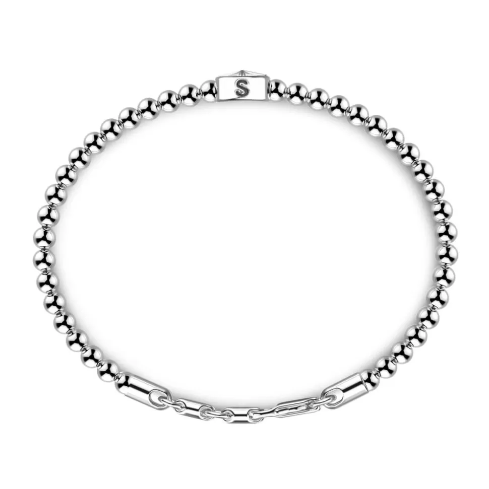 Zancan Soft Bracelet With Silver Beads With Wind Rose.^Zancan Gioielli Online