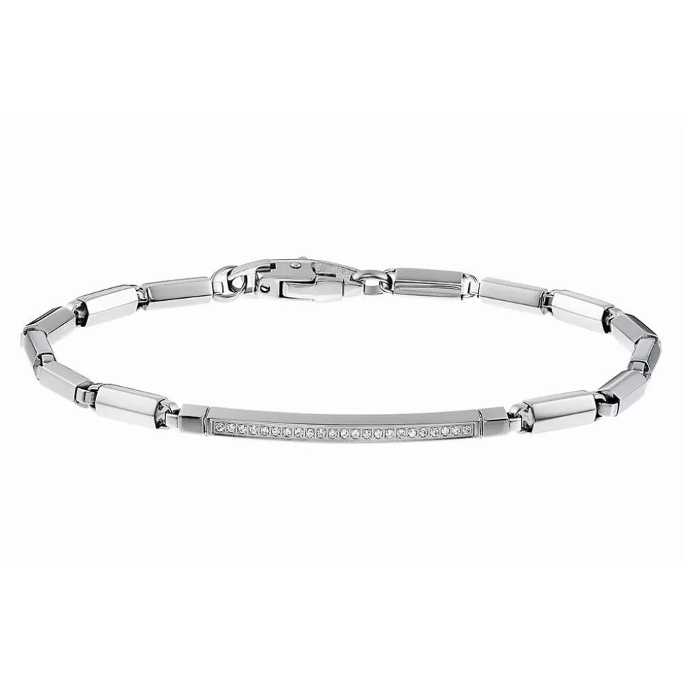 Zancan Steel Bracelet With White Stones.^Zancan Gioielli Fashion