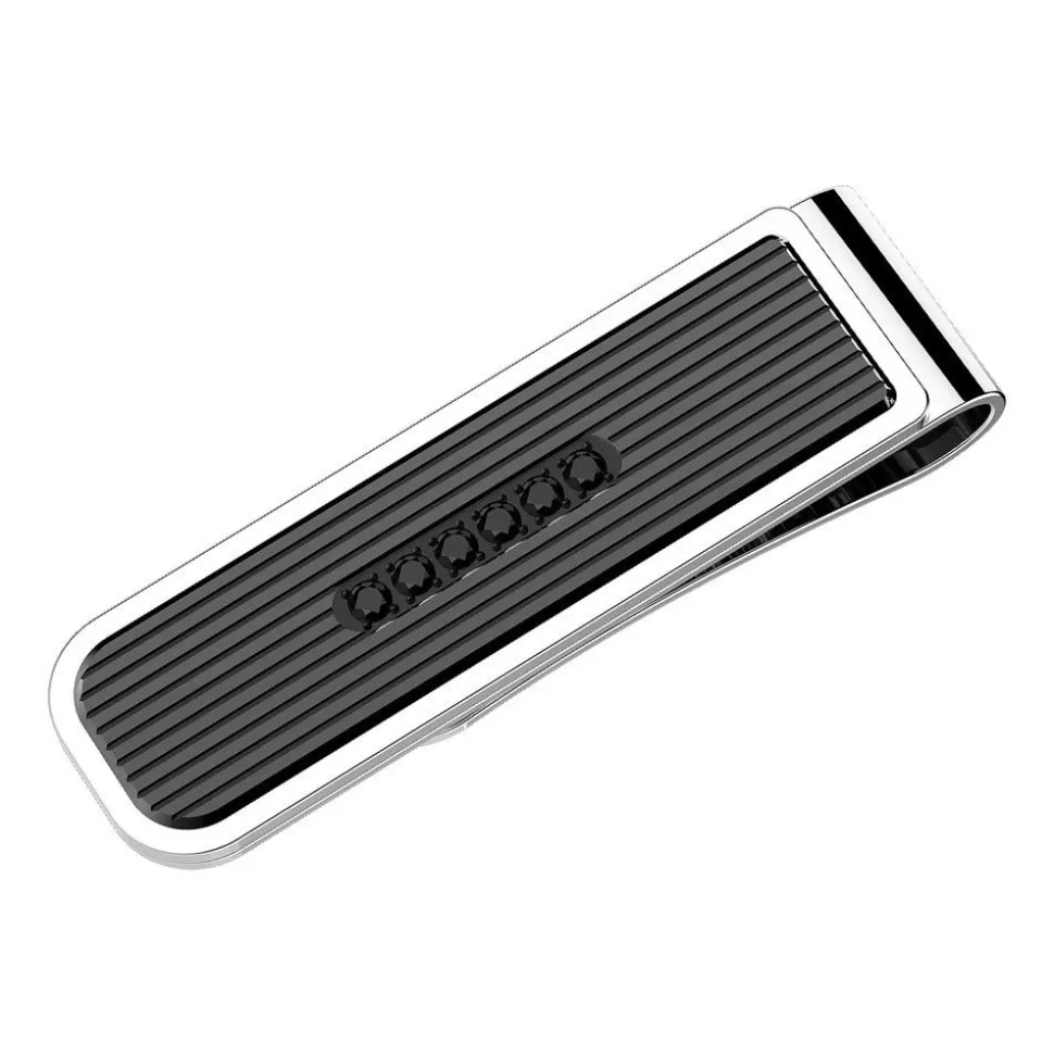 Zancan Steel Money Clip With Black Diamonds^Zancan Gioielli Discount