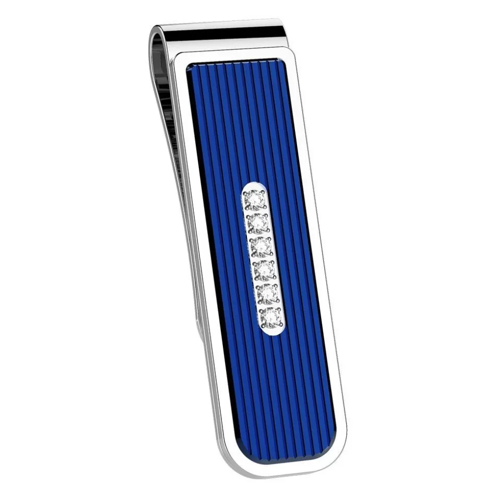 Zancan Steel Money Clip With White Diamonds^Zancan Gioielli Fashion