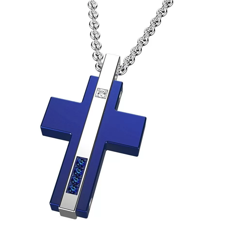 Zancan Steel Necklace With Cross And Precious Stones^Zancan Gioielli Flash Sale