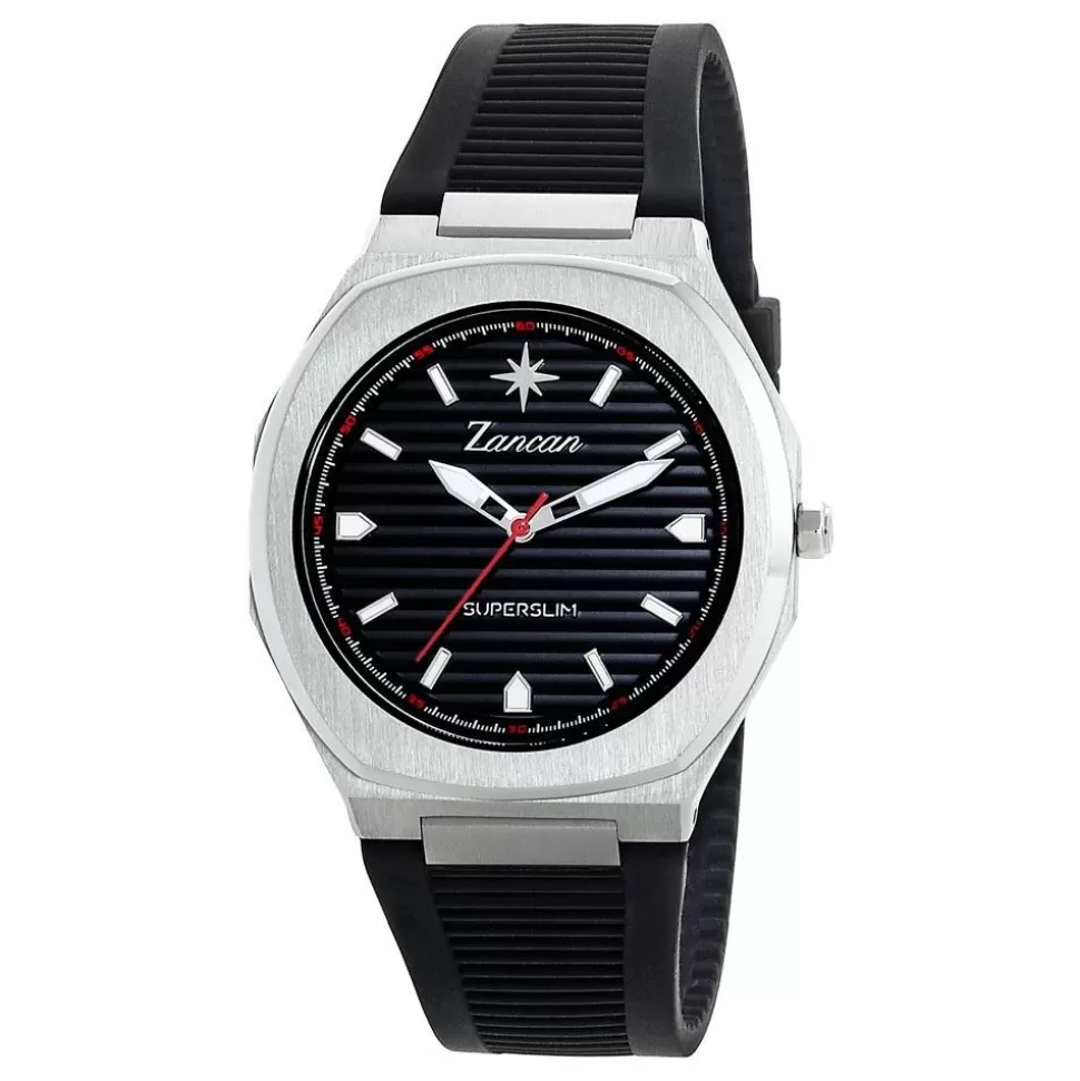 Zancan Steel Ultra-Slim Time-Only Watch With Silicone Strap.^Zancan Gioielli Best