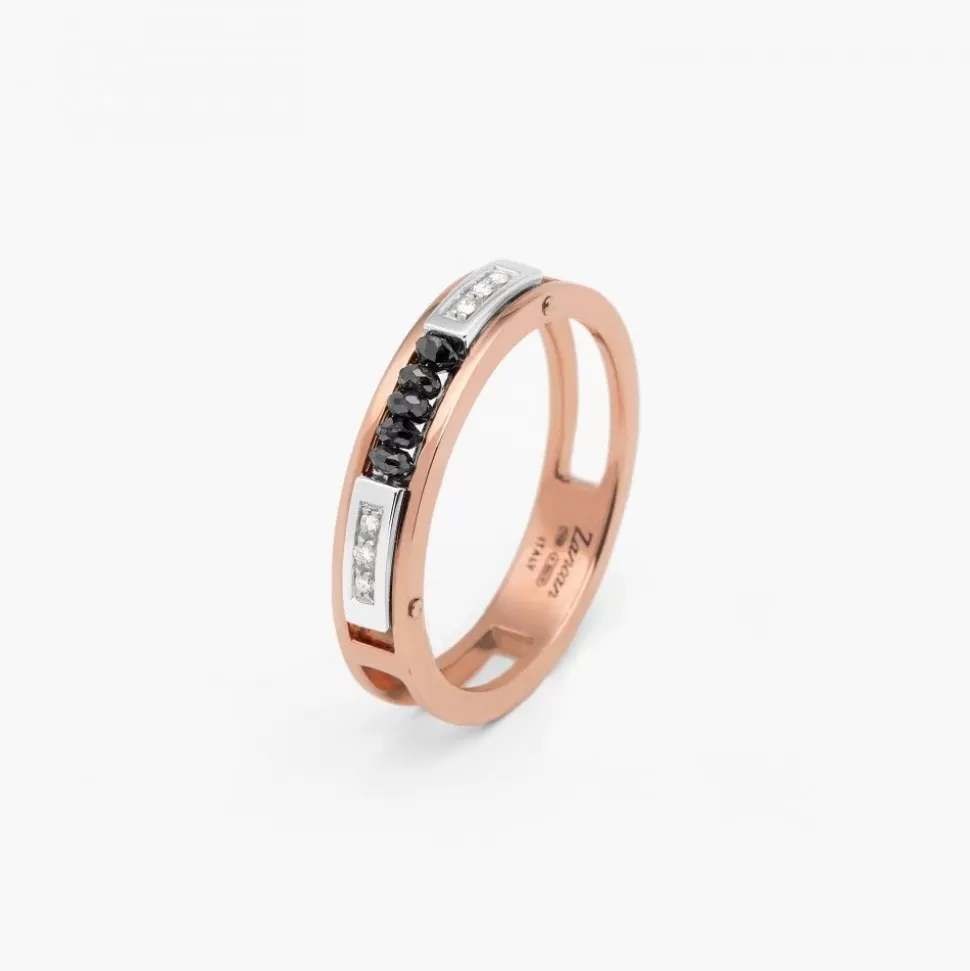 Zancan White And Rose Gold Ring With Diamonds.^Zancan Gioielli Shop