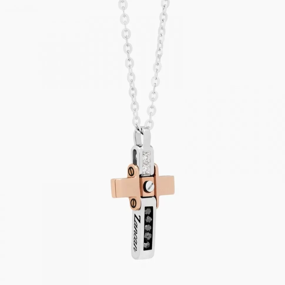 Zancan White Gold Necklace With Cross And Diamonds.^Zancan Gioielli Online