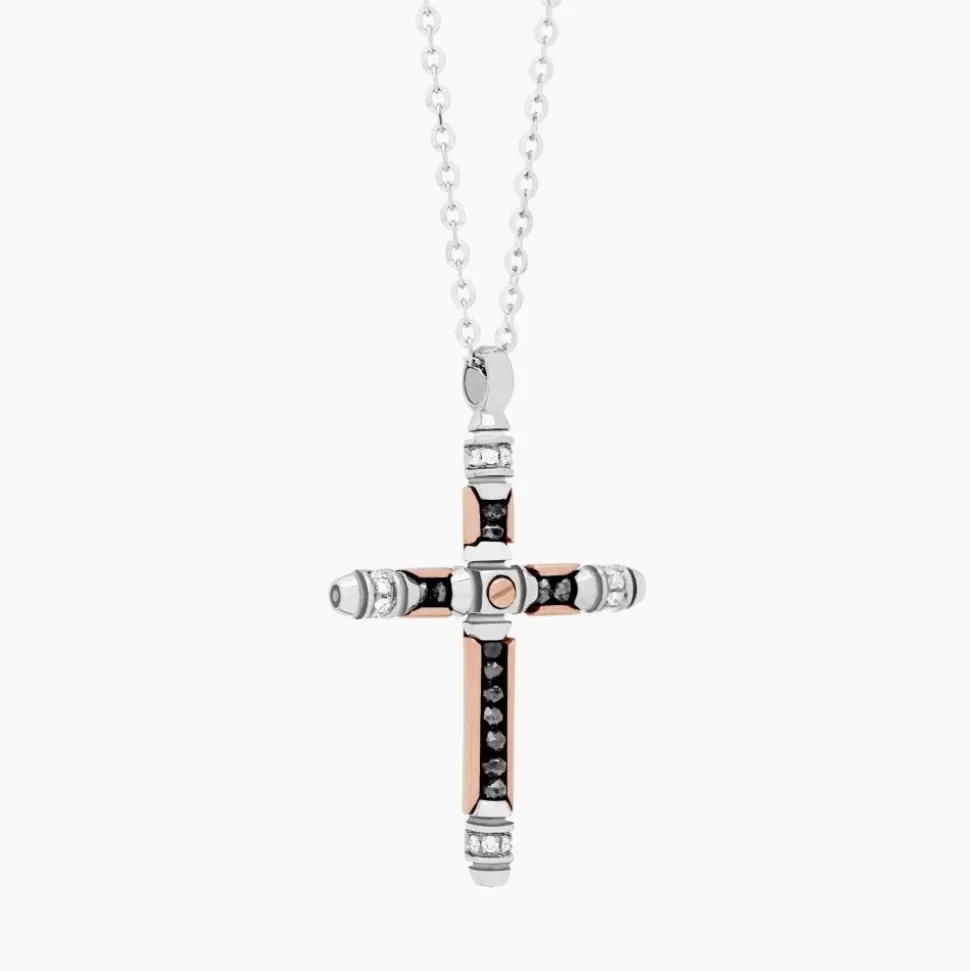 Zancan White Gold Necklace With Cross And Diamonds.^Zancan Gioielli Online