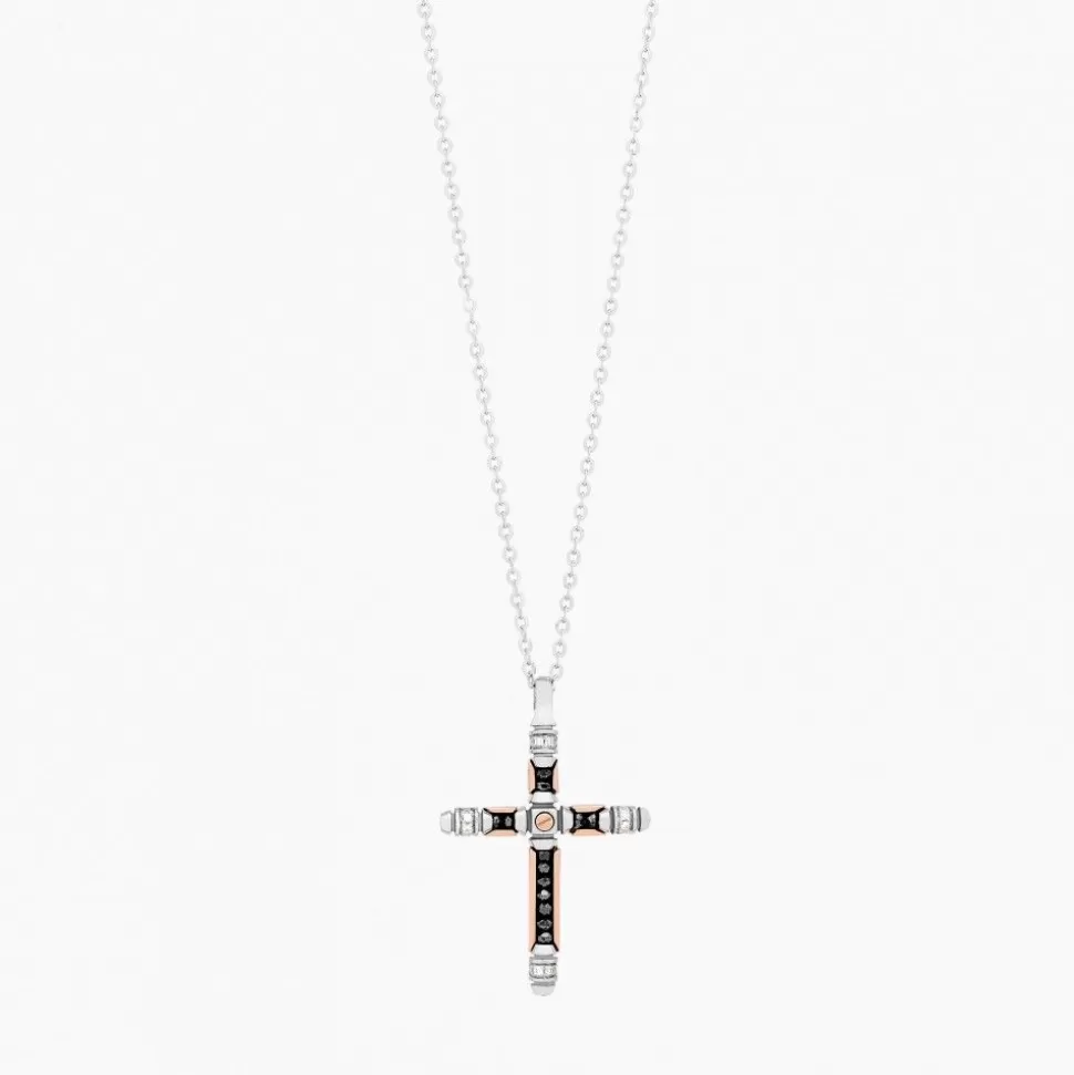 Zancan White Gold Necklace With Cross And Diamonds.^Zancan Gioielli Online